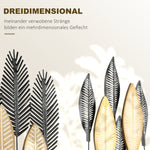 3D Wall Art 2-Set Leaves Decoration, Modern Metal Black and Natural