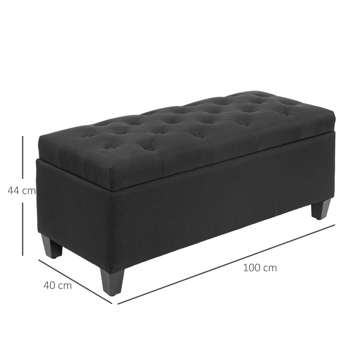 Upholstered Bench with Storage, Hallway Bedroom Living Room, Black