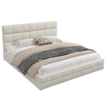 Upholstered Platform Bed Frame, 180x200 cm - Beige
