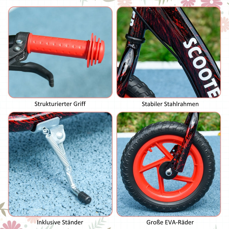 Children's Kick Scooter with Height-Adjustable Handlebar, Brake and Kickstand, Red