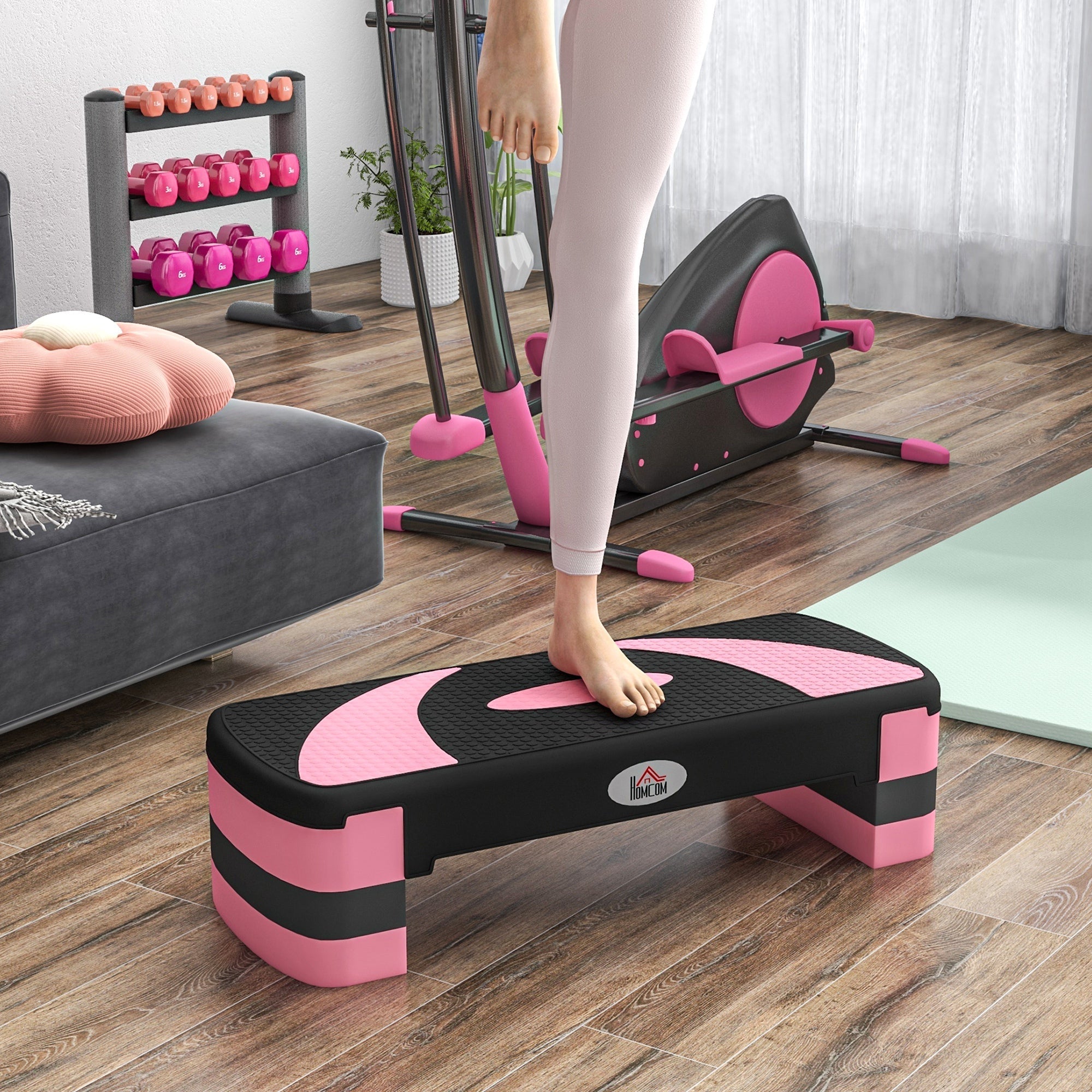 Stepper Aerobic Stepper, Height Adjustable 150kg Capacity 3 Levels, Home Training