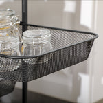 Kitchen Cart, 4 Baskets Storage Rack on Wheels, Steel Black
