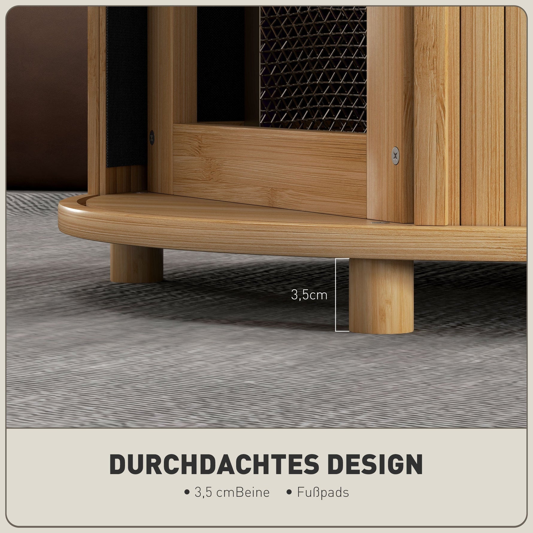 Bamboo Coffee Table, Hidden Storage Round Side Table, Natural