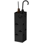Umbrella Stand, 4 Hooks, Water Catcher, Steel Black
