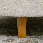 Ottoman Round Upholstered Storage Hinged Lid Wooden Legs, White