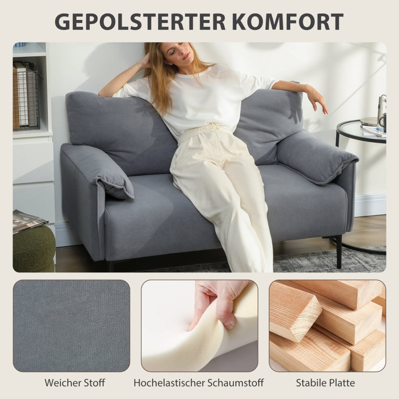 2-Seater Sofa Thick Cushions - Velvet Gray