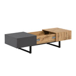 Multifunctional Modern Sliding Coffee Table with Hidden Storage, Wood and Metal