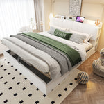 Wooden Flatbed 180x200cm with Hydraulic Storage & USB, White