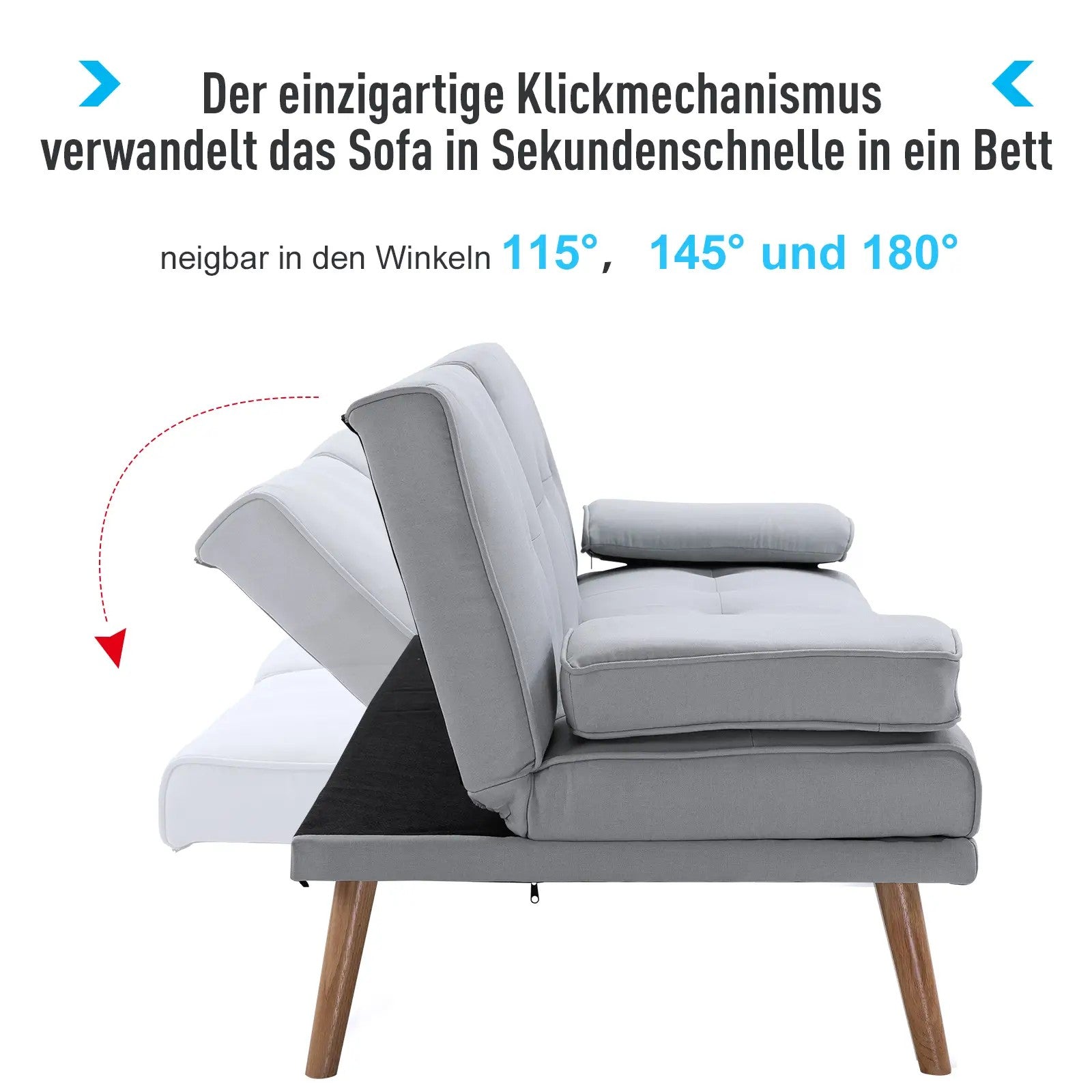 Sleeper Sofa Comfortable 3-Seater Sofa Bed, Light Gray Linen
