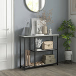 Console Table with 2 Levels, Side Table, Sofa Table, Anti-tip Protection, Steel White