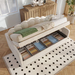 Daybed Sofa Bed 90x200cm Hydraulic Storage LED - Velvet Beige