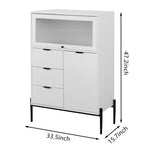 Sideboard with 3 Drawers 1 Glass Door Storage 85x40x120cm - Wooden