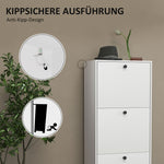 Shoe Cabinet with 3 Flaps, Adjustable Divider, 12 Pairs, White