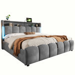 Upholstered Storage Bed 180x200 cm with LED in Velvet