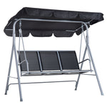 Hollywood Swing, 3-Seater Elegant Garden Swing with Roof, Metal Frame Grey/Silver