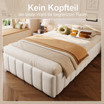Upholstered Bed 90x200cm Hydraulic Storage - Beige