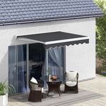 Folding Arm Awning Electric 2.5x2m Hand Crank Remote Control Aluminium Grey