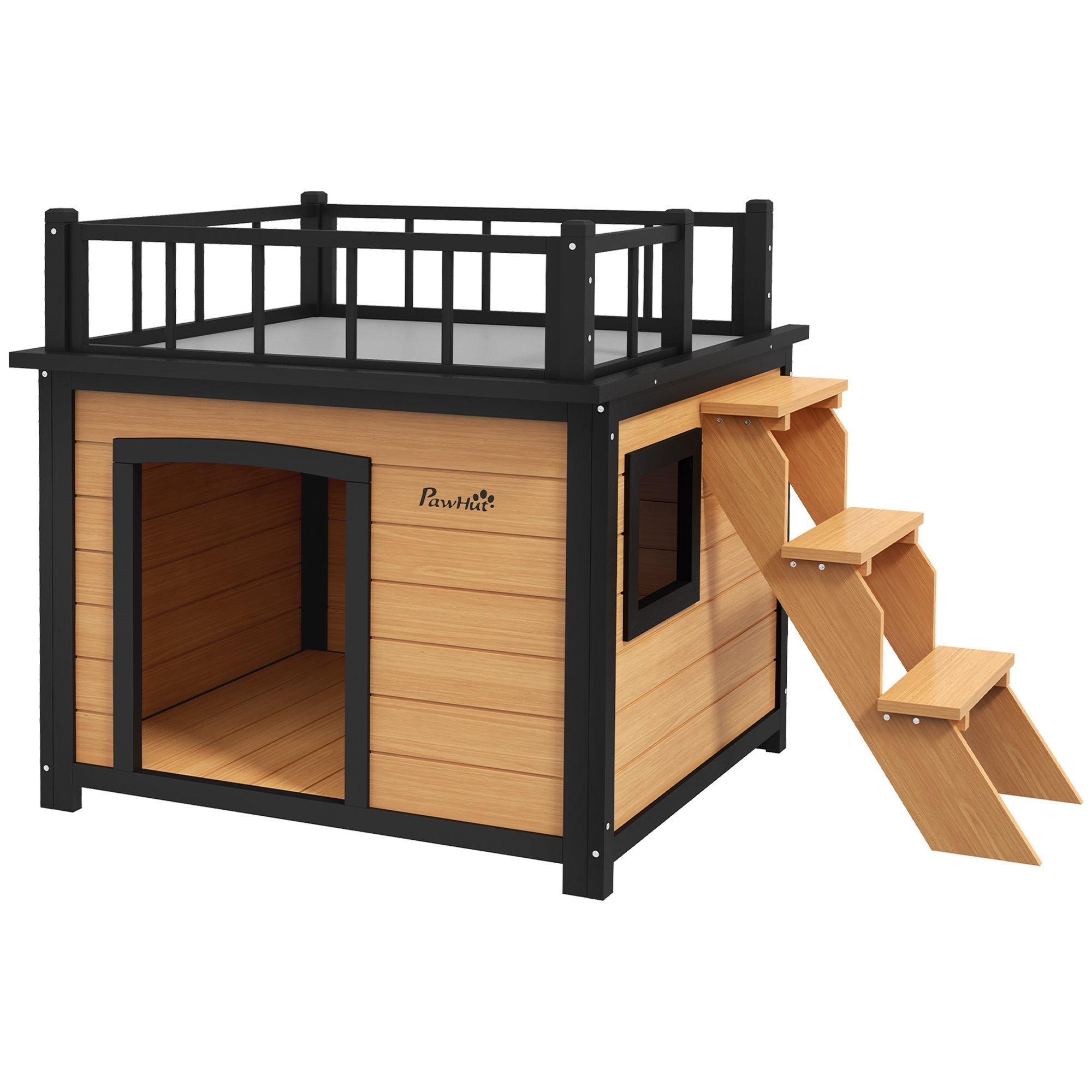 Dog Kennel, Balcony Stairs Window, Fir Wood Yellow