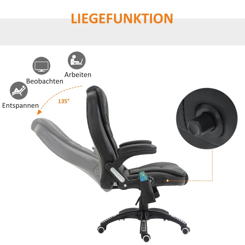 Office Chair, High Back Massage Swivel, Faux Leather Black