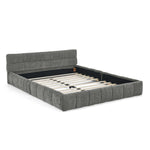 Double Bed 140x200cm Square Quilted, Dark Grey Chenille