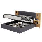 Upholstered Bed 180x200cm with LED & 2 Nightstands, Grey Velvet