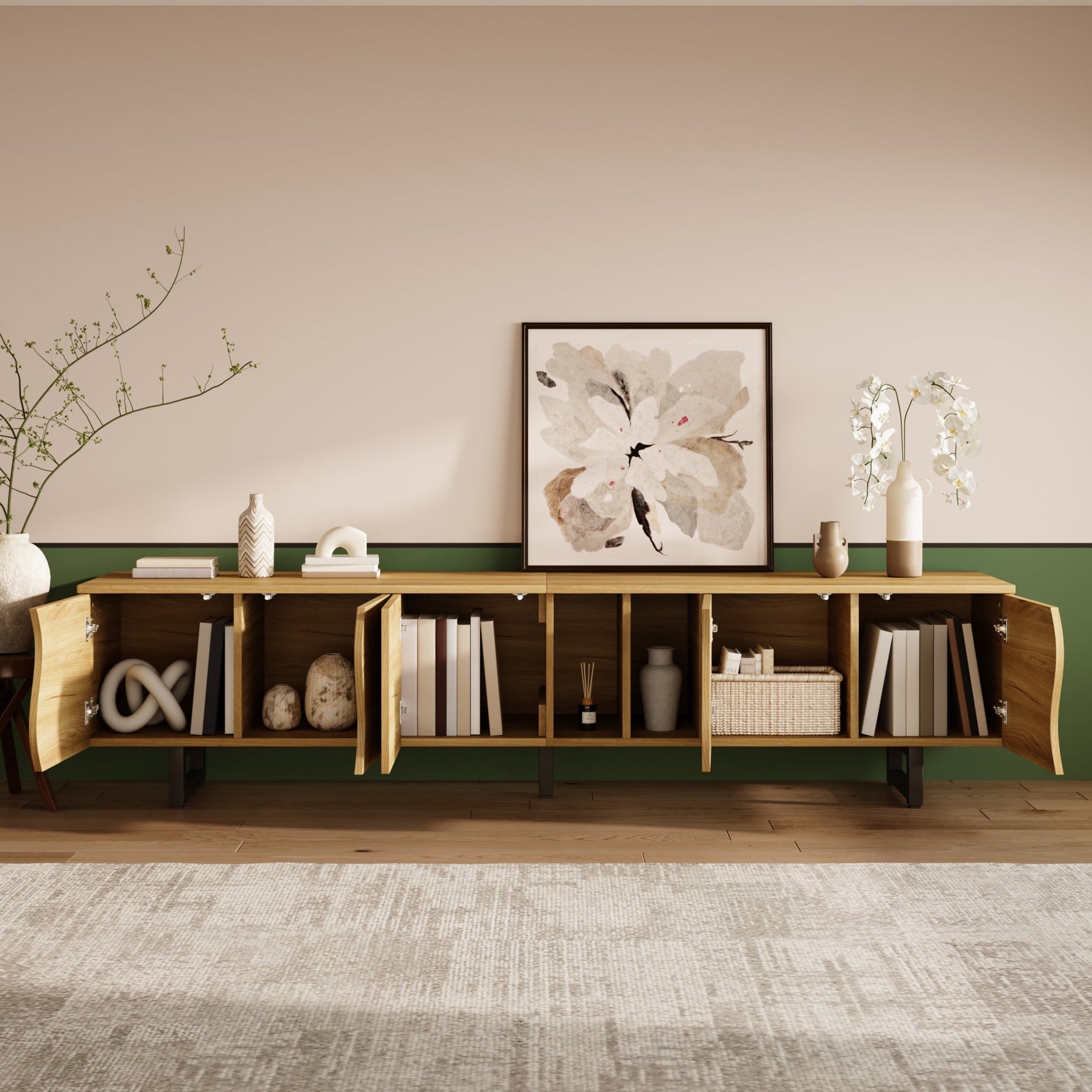Low TV Stand Five-Door Cabinet Unique Design 191cm