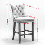 Barstools Set of 2 Button Tufted Velvet Wooden Legs - Orange