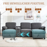 Sofa - Comfort Foam, Removable Console, USB-C, Storage Ottoman - Corduroy
