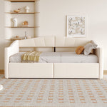 Upholstered Single Sofa Bed 90x200cm Hydraulic Storage Armrests Striped - Velvet Beige