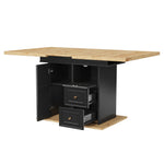 Extendable Dining Table with LED Lighting, 110-140cm, Seats 6, Wood Finish