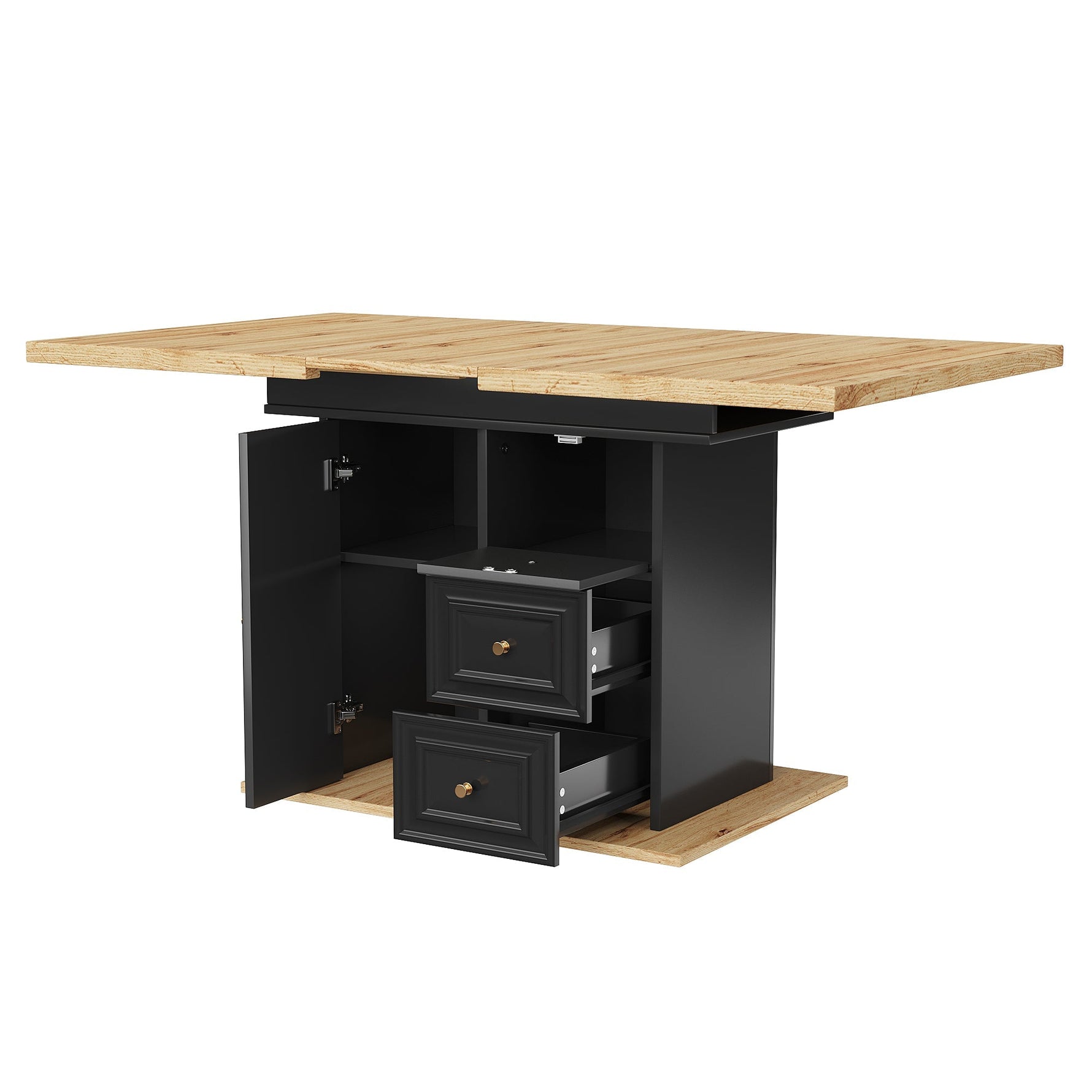 Extendable Dining Table with LED Lighting, 110-140cm, Seats 6, Wood Finish