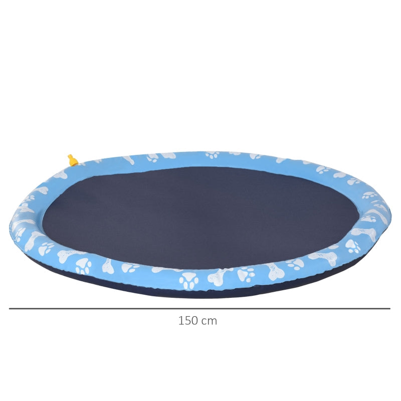 Splash Sprinkler Pad, 150 cm Anti-Slip Water Play Mat, PVC Blue