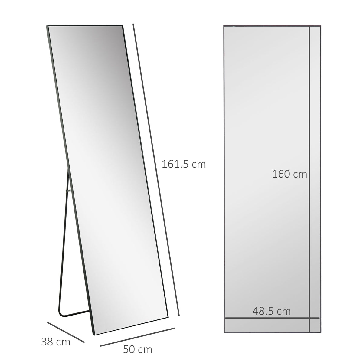 Standing Mirror, Freestanding Full Length Dressing Mirror with Stand, Aluminum