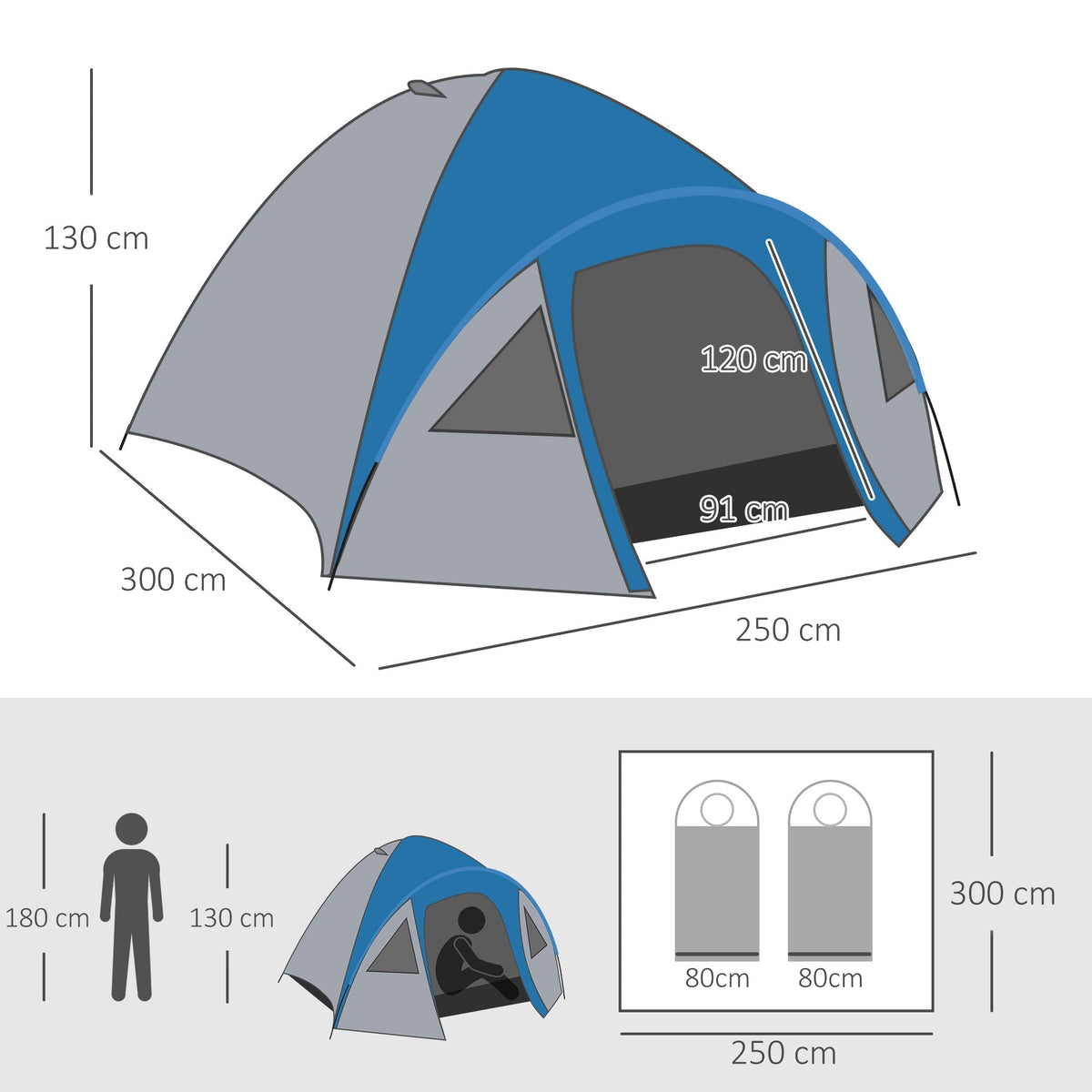 Dome Tent, Outdoor Igloo, 4 Person, 4 Seasons, Waterproof, Double-Walled