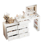Rotating Dressing Table, LED Lighting, Vanity/Office Table, White