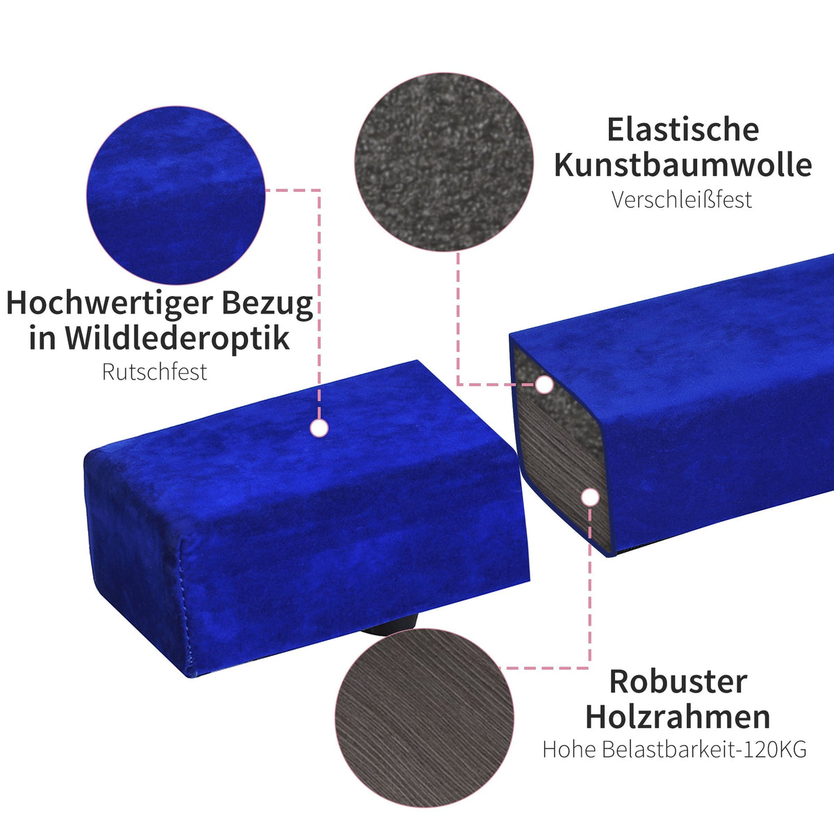 Balance Beam Foldable, 210 cm, 120 kg, Blue