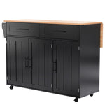 Dining Cart Sideboard 129cm Extendable Folding Top Storage Wheels - Black