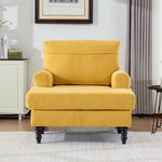 Single Sofa Lounger with Side Pockets and Wooden Legs, Chenille Fabric