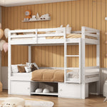 Bunk Bed Children's Shoe Racks Lockers Divisible 2 Single Beds, White 90x200cm