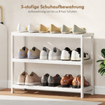 3-Tier Shoe Rack, Bamboo Storage Shelf, White