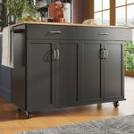 Modern Kitchen Island Multifunctional Dining Cart Storage - Black