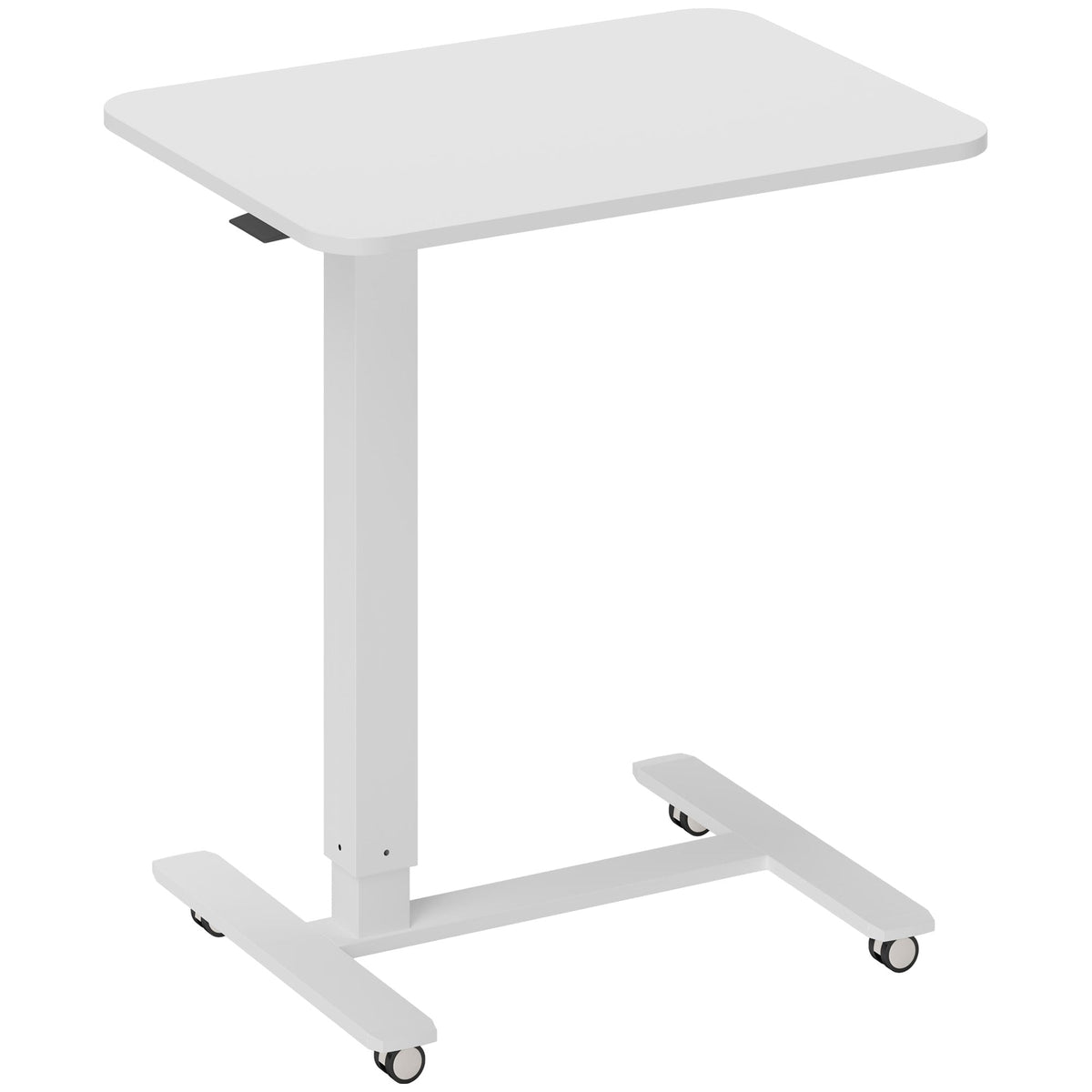 C-Shaped Sit-Stand Desk, Height-Adjustable with Wheels, White