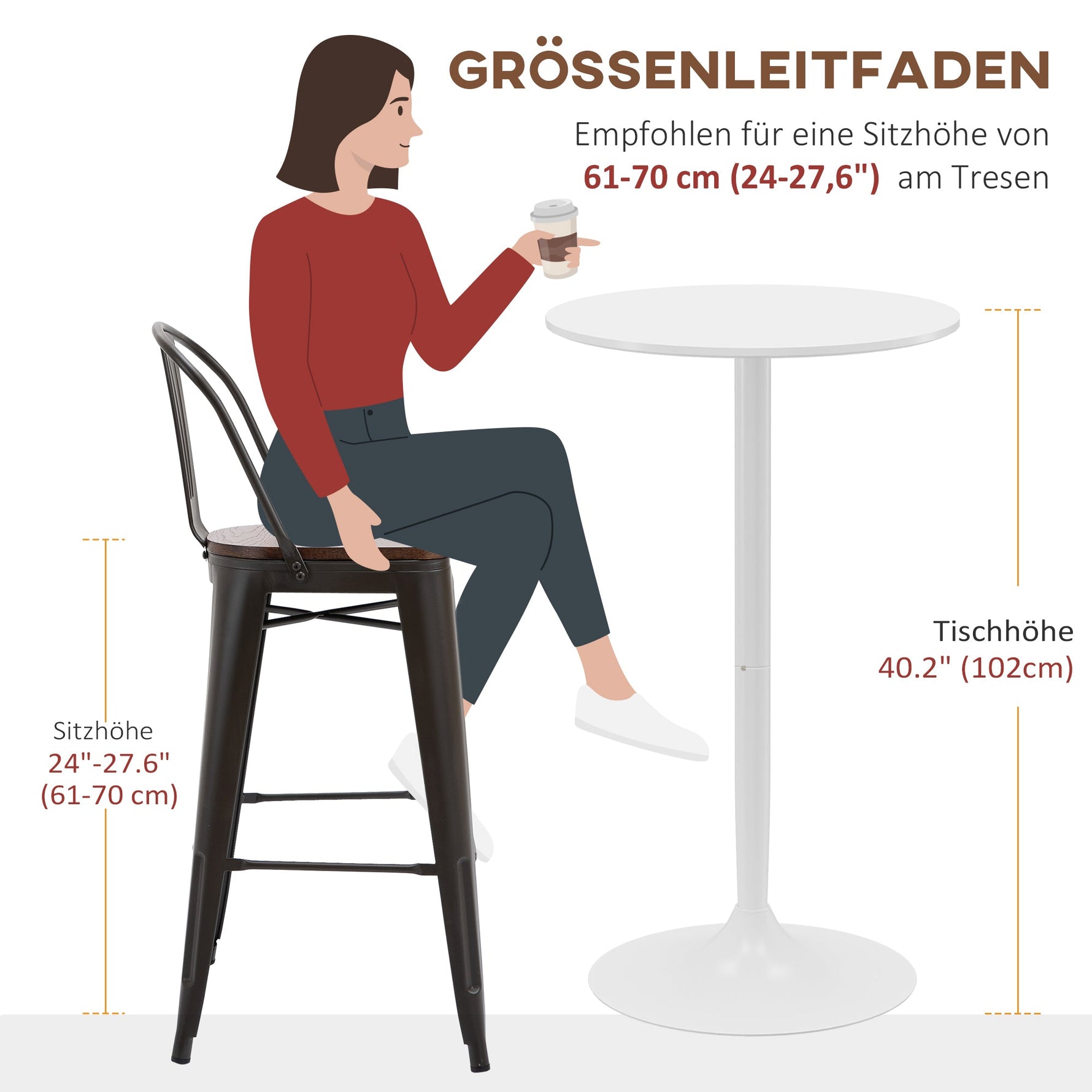 Bar Table Round Ø60 cm Height Adjustable Steel White