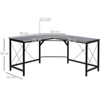 L-shaped Corner Computer Desk, 150x150x76cm Modern Office/Home Desk, Black MDF