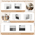 Bar Table Extendable 360° Rotating Sideboard LED Storage Sockets White