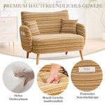 Modern Two-Seater Sofa with Armrest Cushions and Storage Bag, Loop Fabric