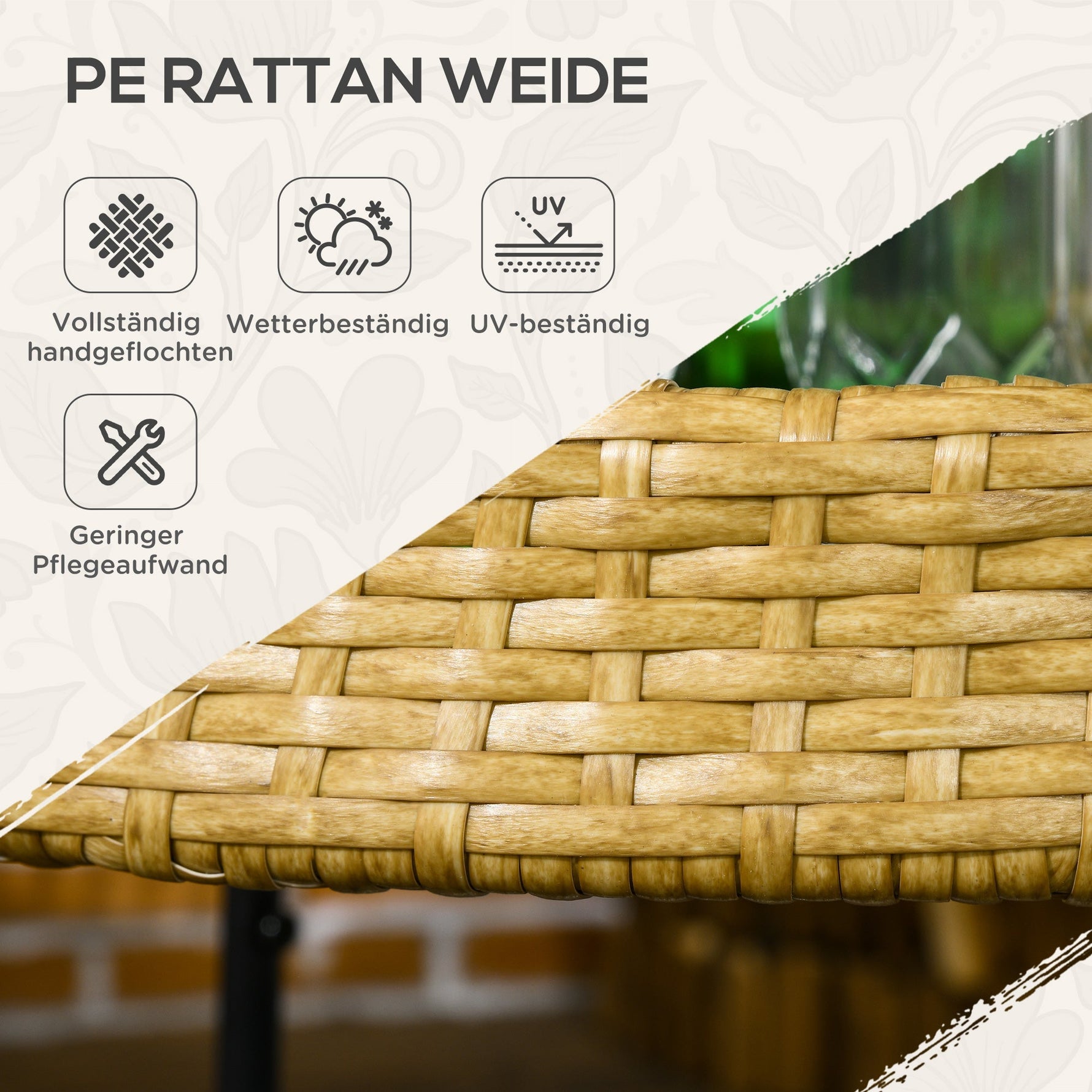 Serving Cart, 2 Shelves, Rattan, Natural