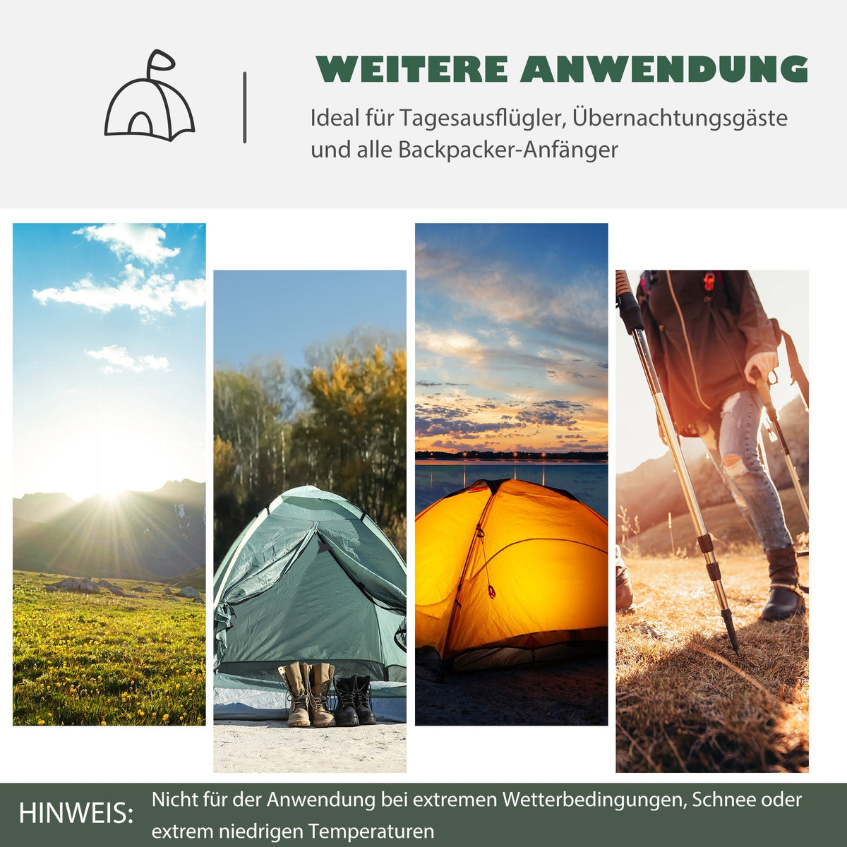 Dome Tent 2-3 Persons Fiberglass Polyester Green+Yellow