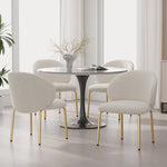 Dining Chairs Set of 4 with Gold Legs, Beige Chenille