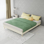 Modern Minimalist Bed Frame 140x200cm with Mattress, Beige Velvet